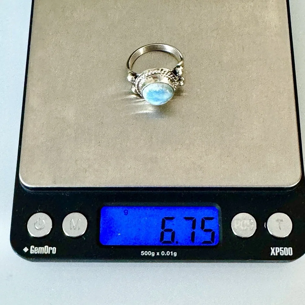 Navajo Turquoise Ring Blue Golden Hills Sz‎ 7.5 Sterling Signed Martinez Native